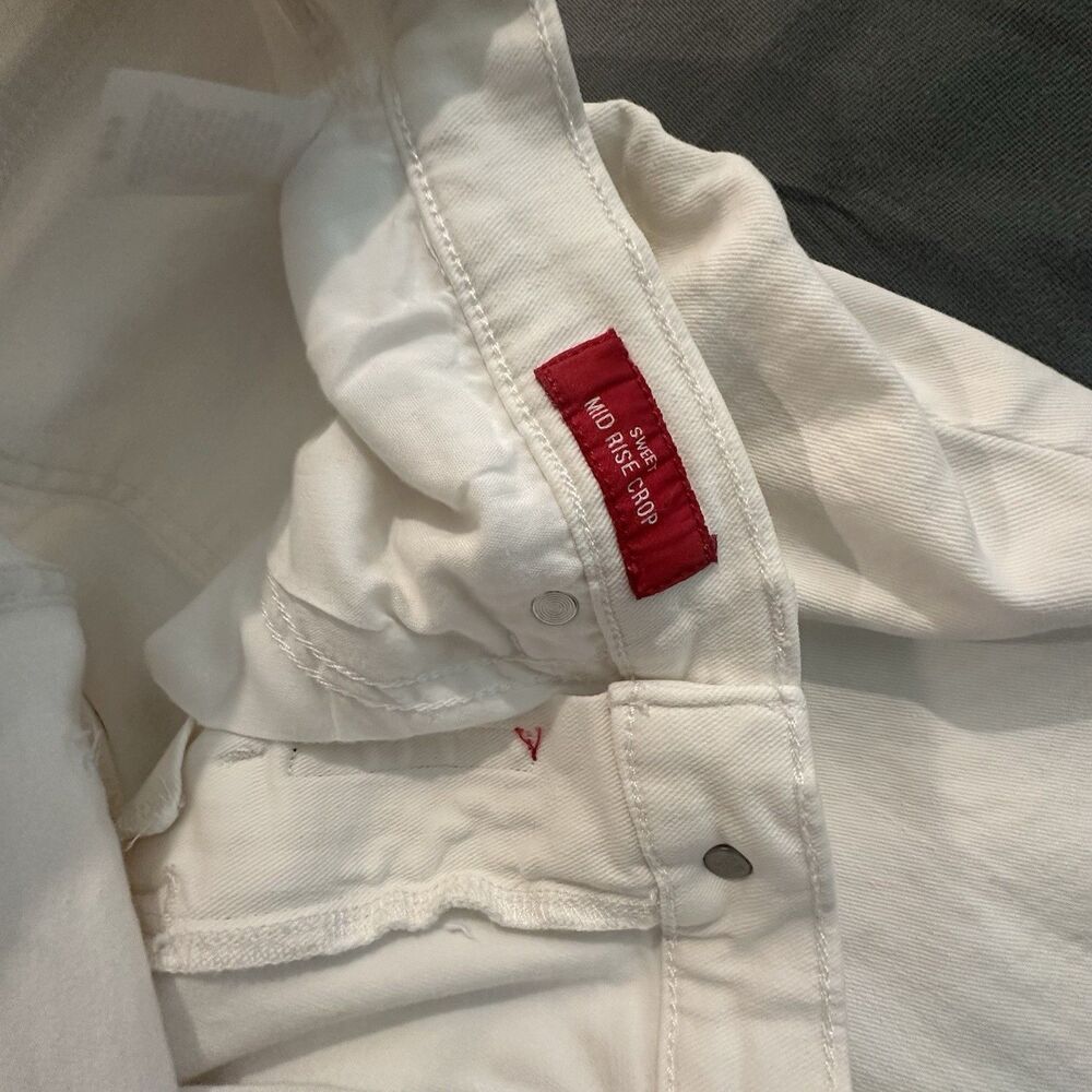 Lucky Brand Jeans Sweet Mid Rise Crop Straight Leg Stretch Womens 8x29 White - Picture 7 of 12